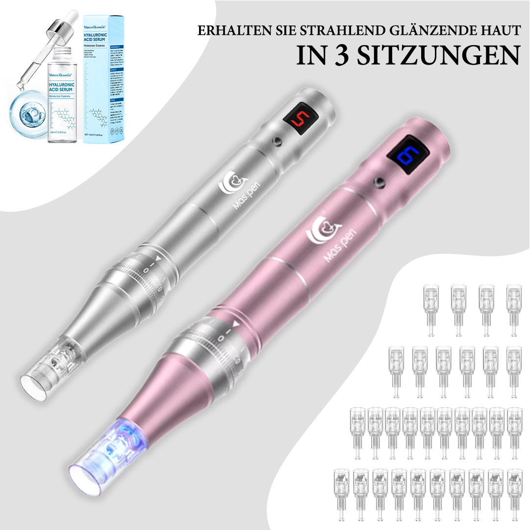 Wiederaufladbarer Microneedling Dermapen Pro mit 30 Ersatzpatronen